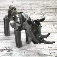 Artisan Metal Rhino Sculpture