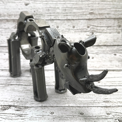 Artisan metal rhino sculpture - artisan,